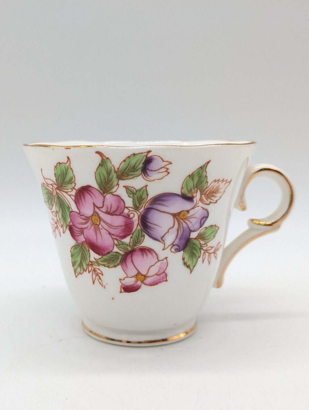 Vintage Colclough White Pink Floral Bone China Tea Cup
